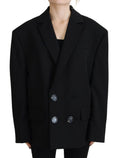 Veste blazer noire double boutonnage Dsquared² avec col cranté et poches latérales, élégante pour femme ou homme.