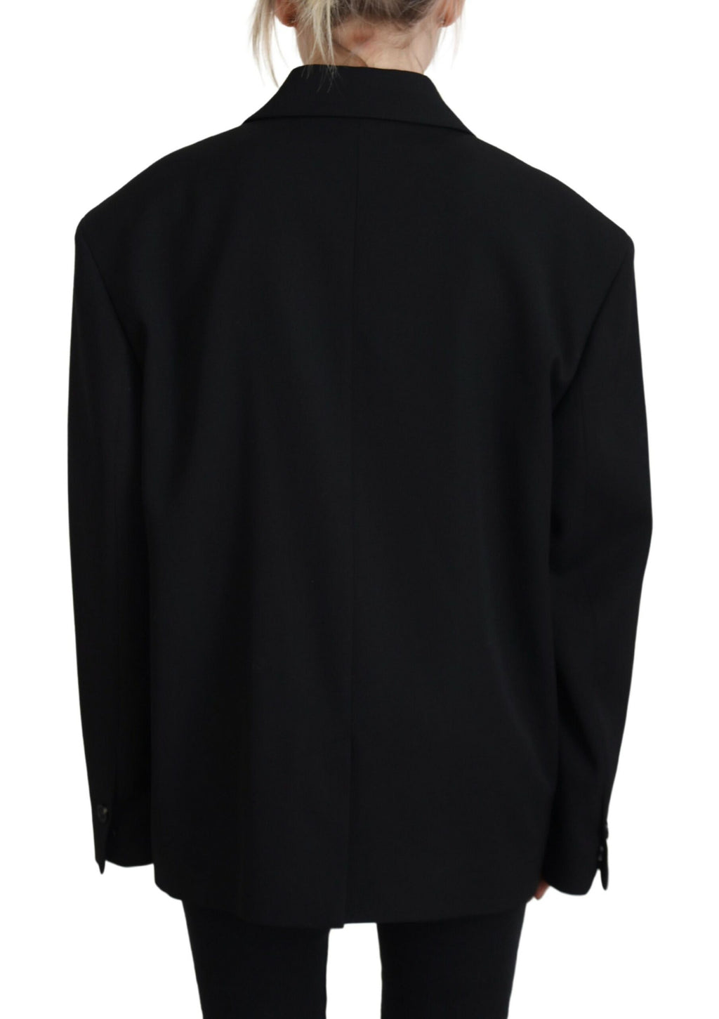 Veste blazer noire double boutonnage Dsquared², coupe élégante, tissu structuré, porté sur un mannequin.