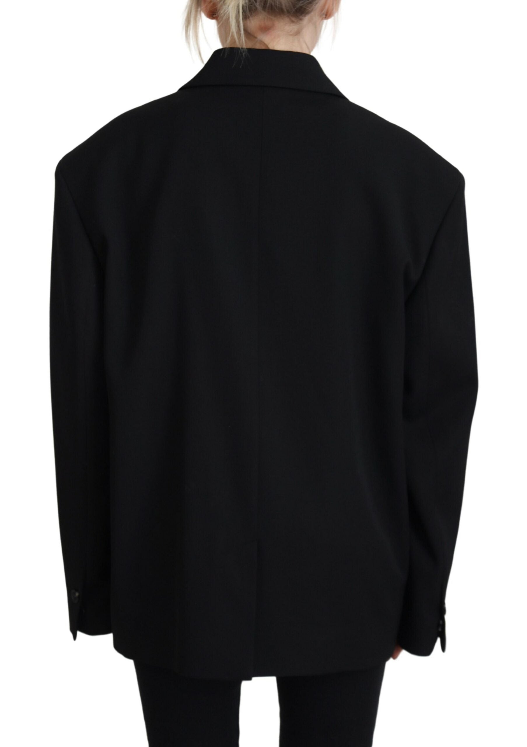 Veste blazer noire double boutonnage Dsquared², coupe élégante, tissu structuré, porté sur un mannequin.