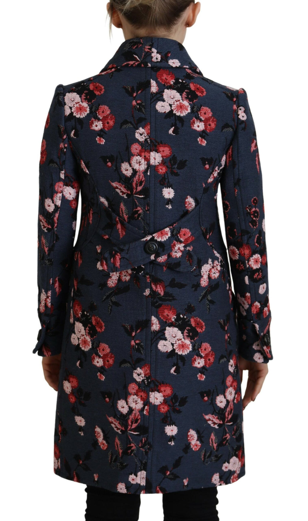 Manteau long pour femme Dsquared² à imprimé multicolore, blazer élégant avec coupe sophistiquée et détails modernes.
