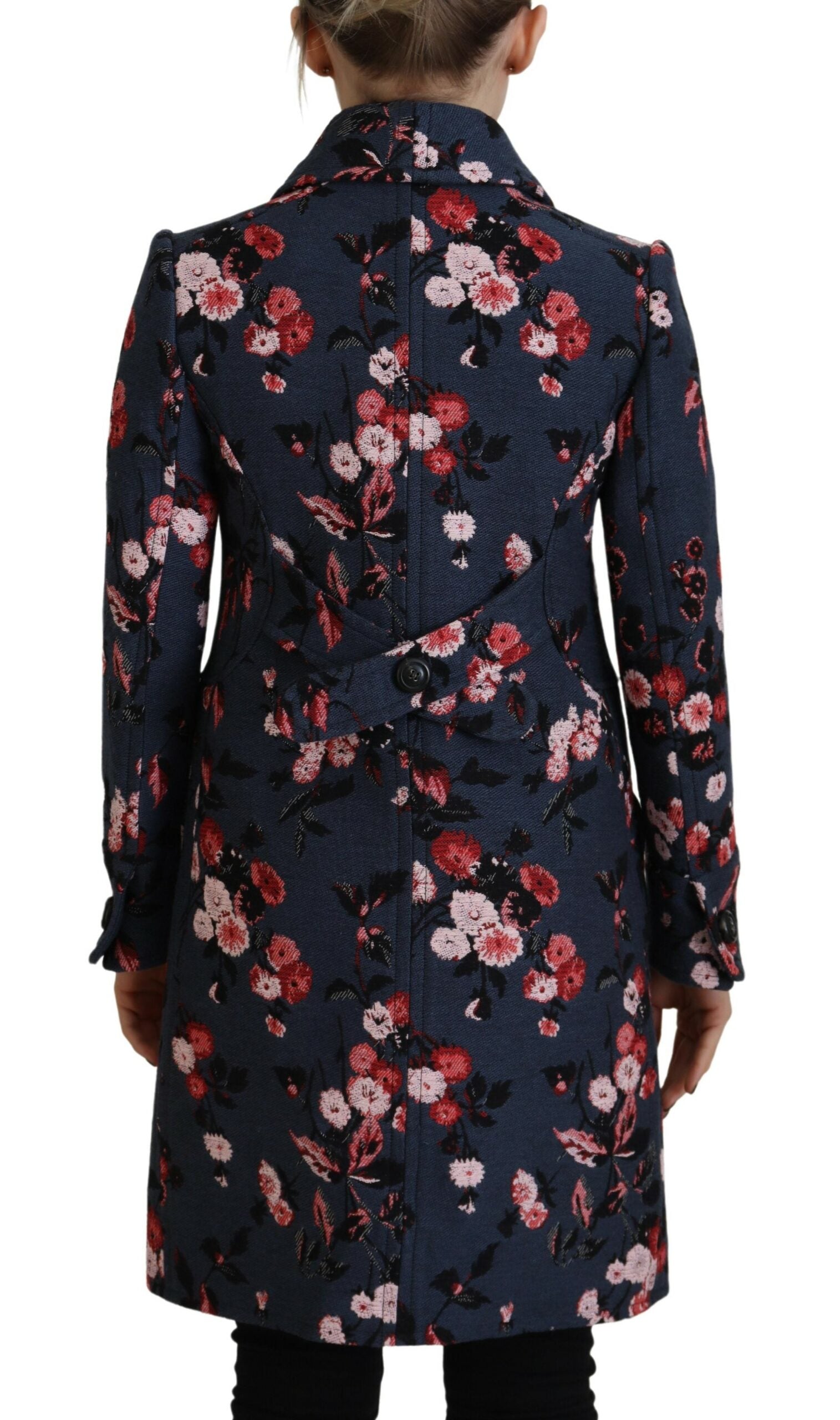 Manteau long pour femme Dsquared² à imprimé multicolore, blazer élégant avec coupe sophistiquée et détails modernes.