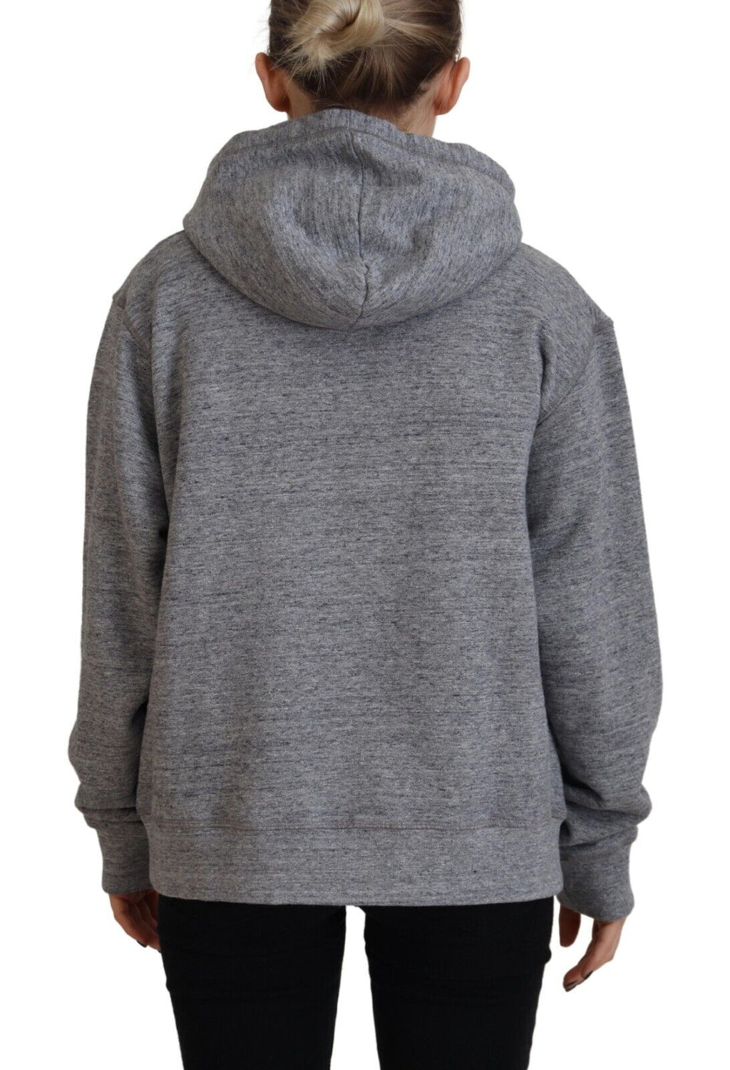 Sweat à capuche gris en coton avec logo imprimé de Dsquared², vêtement décontracté et confortable pour homme.