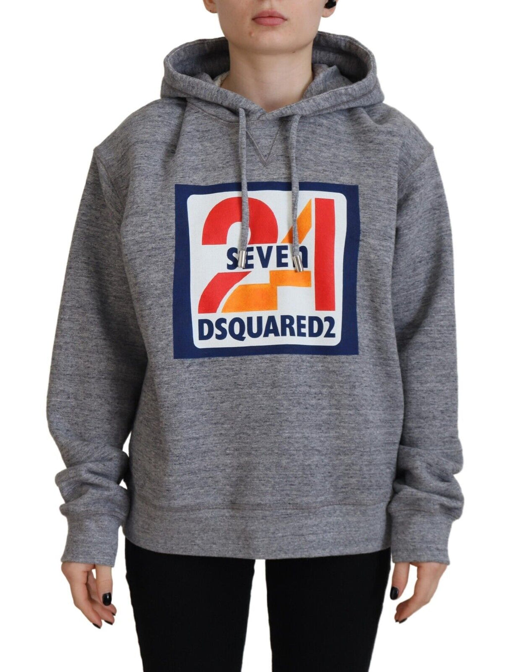 Sweat à capuche gris en coton avec logo imprimé de Dsquared², veste décontractée et confortable pour homme.