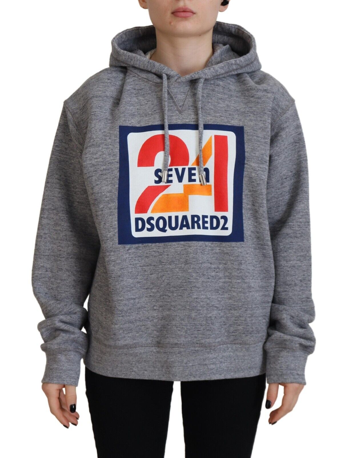 Sweat à capuche gris en coton avec logo imprimé de Dsquared², veste décontractée et confortable pour homme.