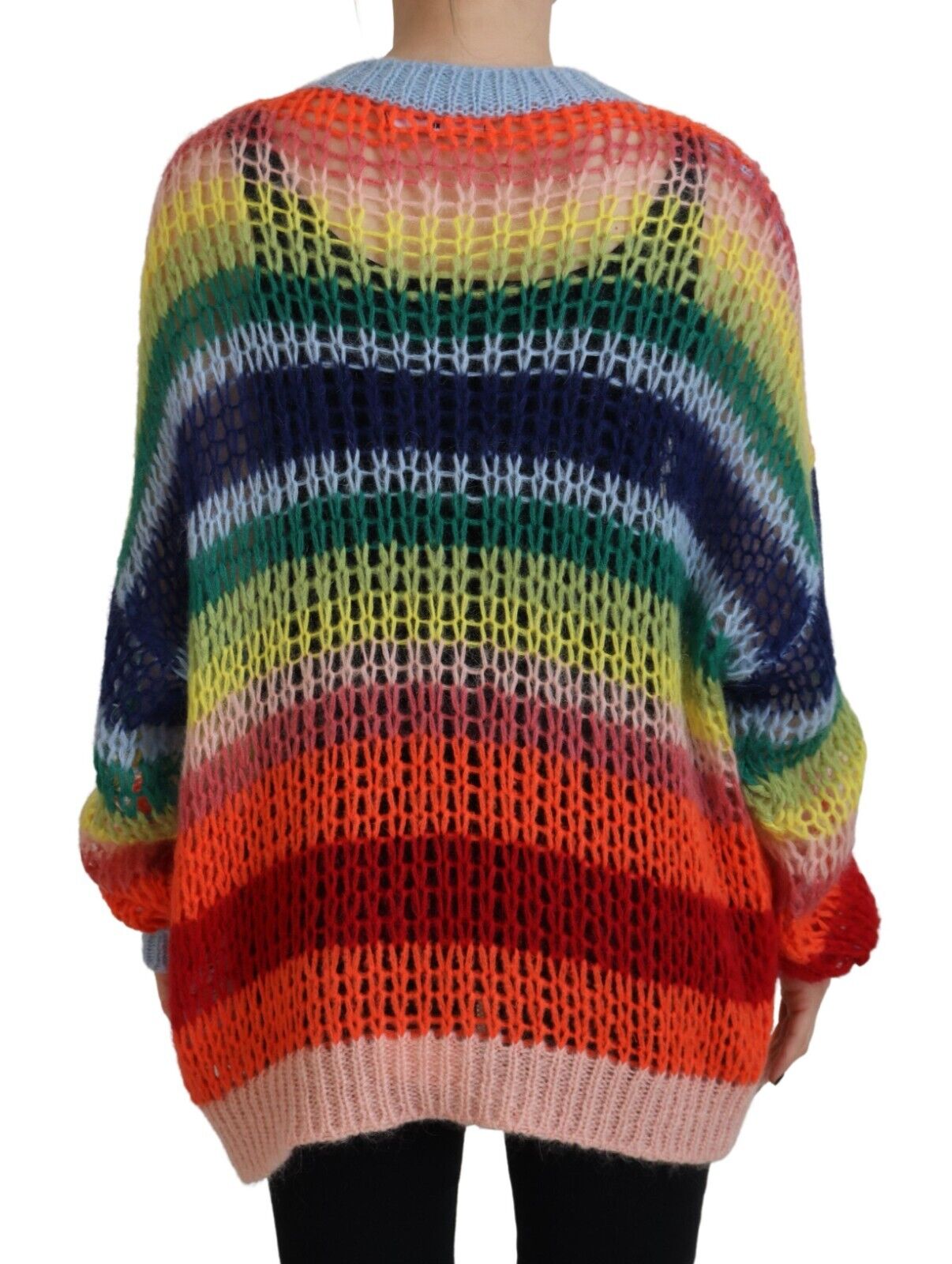 Pull-over en maille multicolore en mohair de Dsquared², pull à col rond pour femme, texture douce et chaudes couleurs.