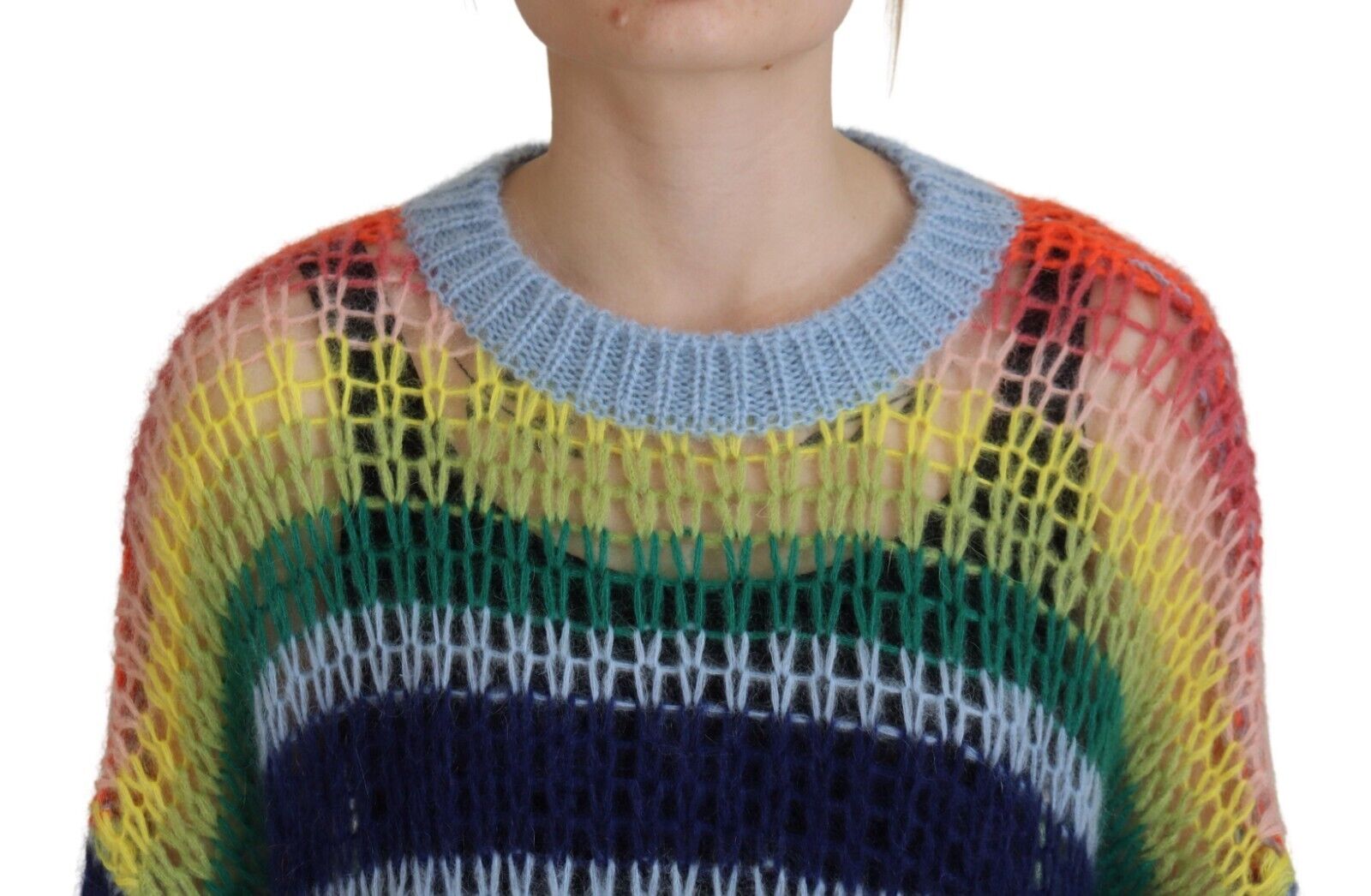 Pull en maille multicolore en mohair de Dsquared², sweat-shirt à col rond avec texture douce et épaules confortables.