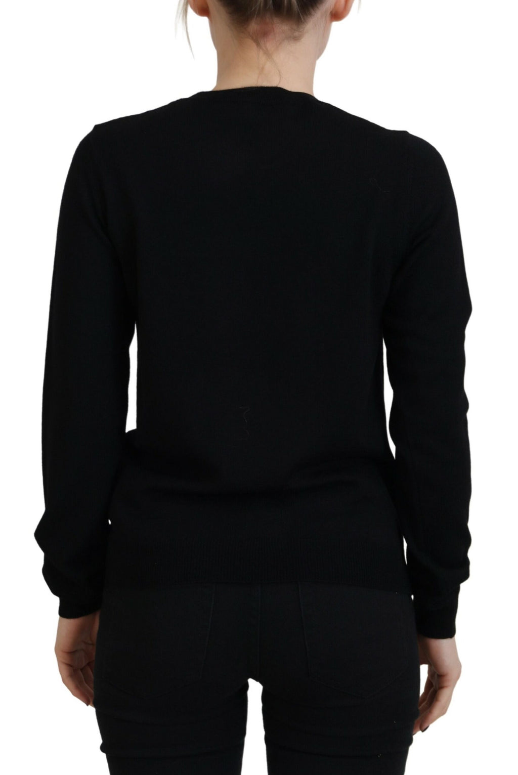 Pull noir en laine vierge avec logo imprimé de Dsquared², manches longues et coupe moderne.