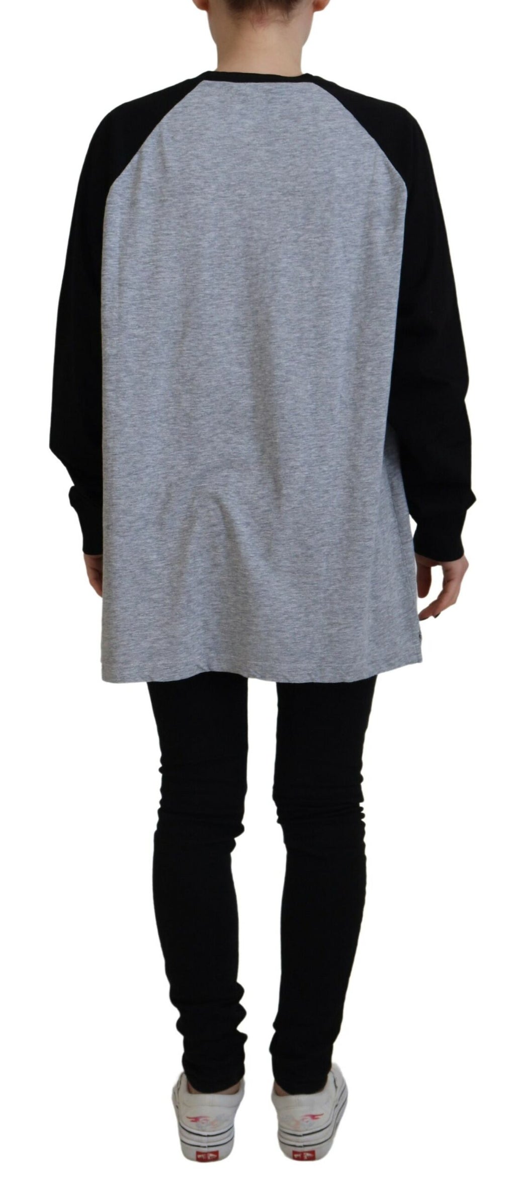 T-shirt casual à manches longues en coton noir et gris de Dsquared², style raglan, pour un look décontracté.