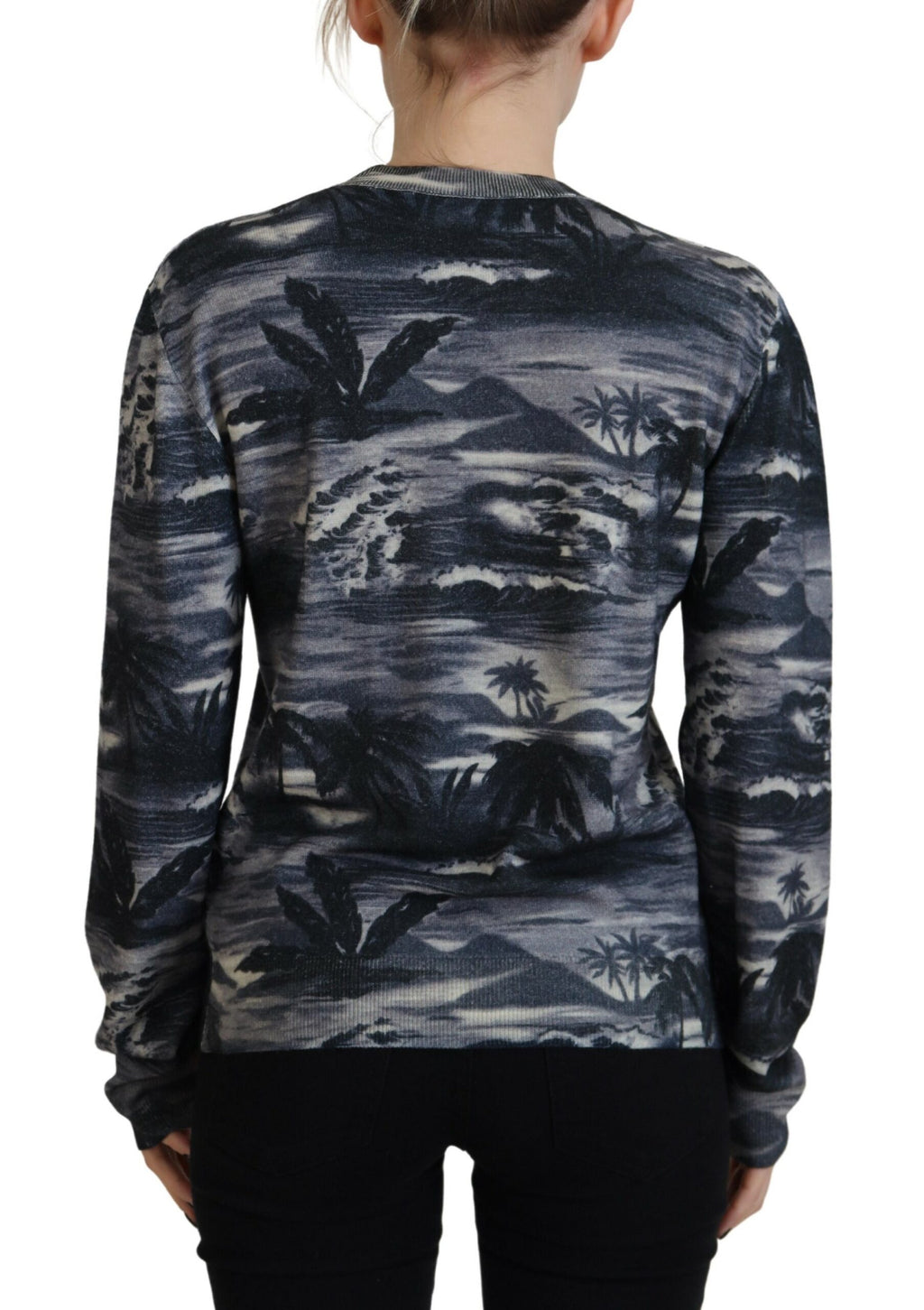 Pull à manches longues noir Dsquared² avec motif Thunder Sky casual, style décontracté et design graphique distinctif.