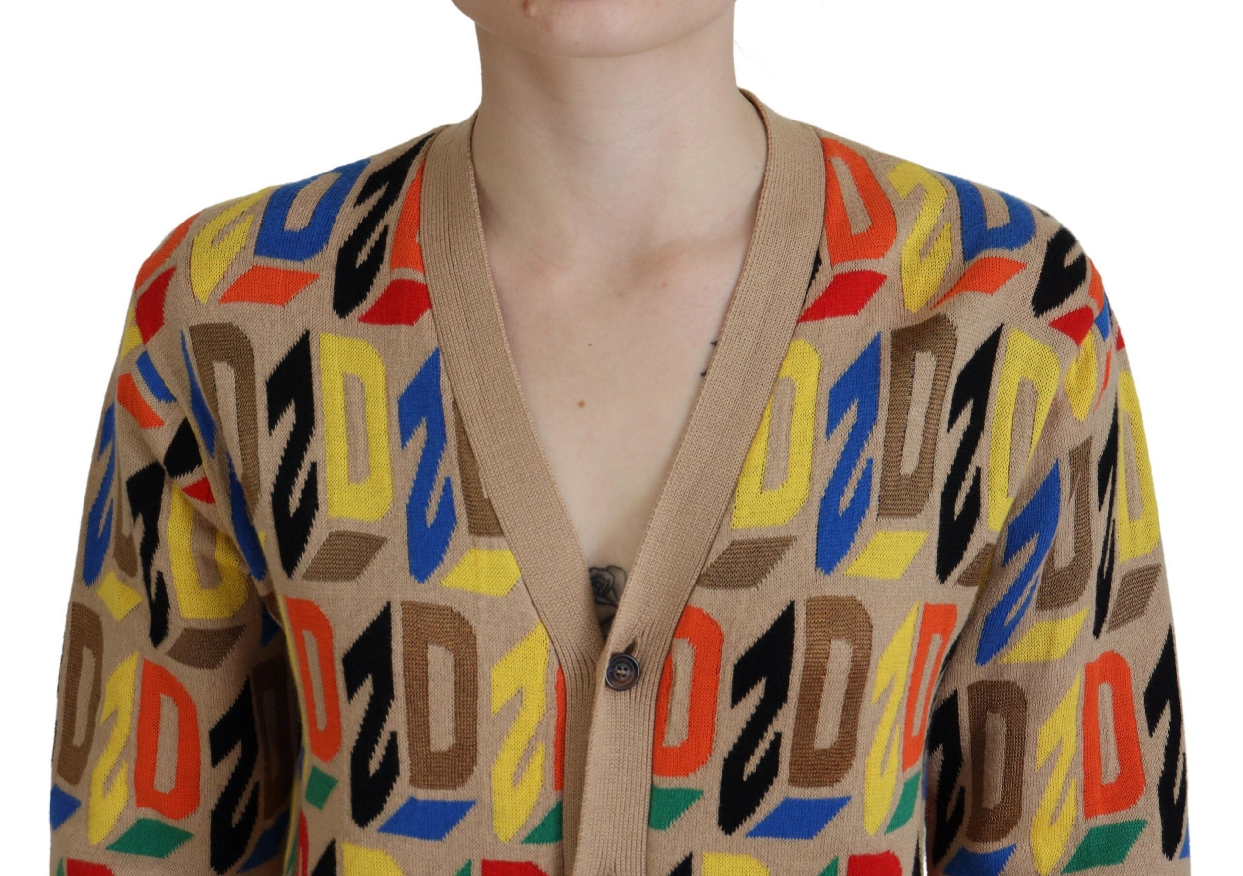 Cardigan femme marron à logo long sleeve Dsquared², doux et confortable, avec logo visible sur la poitrine.