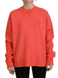 Pull en laine à manches longues pour femme Dsquared² avec logo rose brodé, montrant le motif et la texture du tissu.