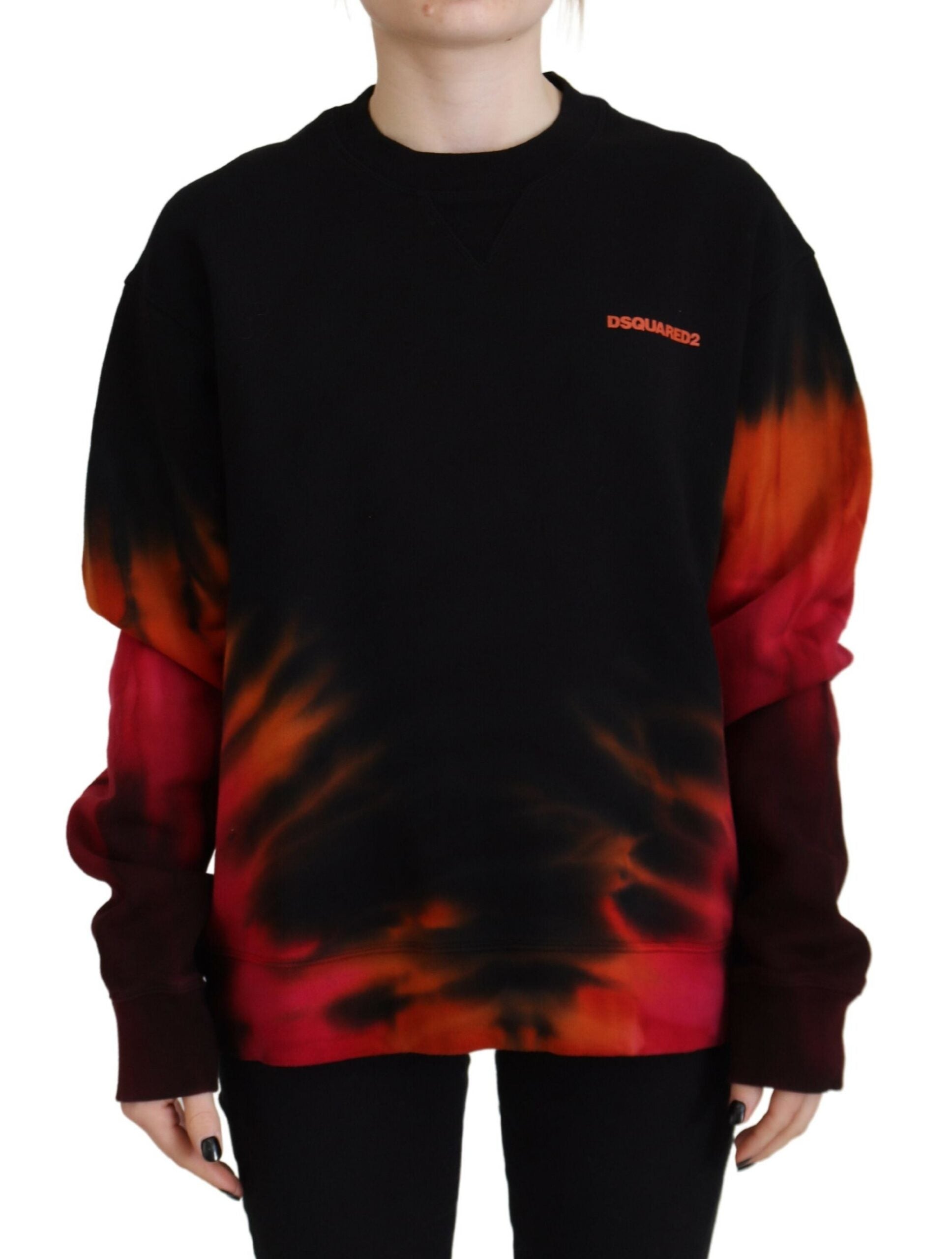 Pull en laine noire à manches longues avec logo et motif tie-dye de Dsquared² pour femme, style décontracté et tendance.