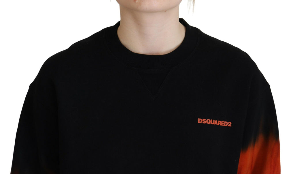 Pull en maille pour femmes Dsquared² à motif tie-dye noir avec logo, manches longues et style décontracté.
