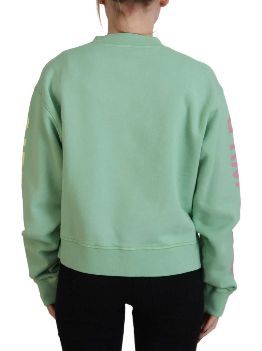 Pull en laine vert à logo imprimé de Dsquared², col rond et manches longues, style décontracté et moderne.
