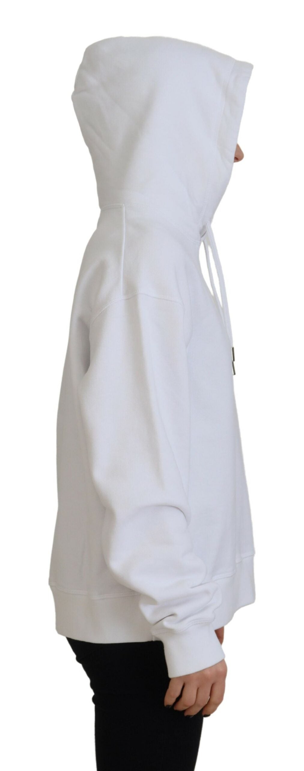 Sweat à capuche en coton blanc Dsquared² avec logo brodé, style décontracté et moderne.