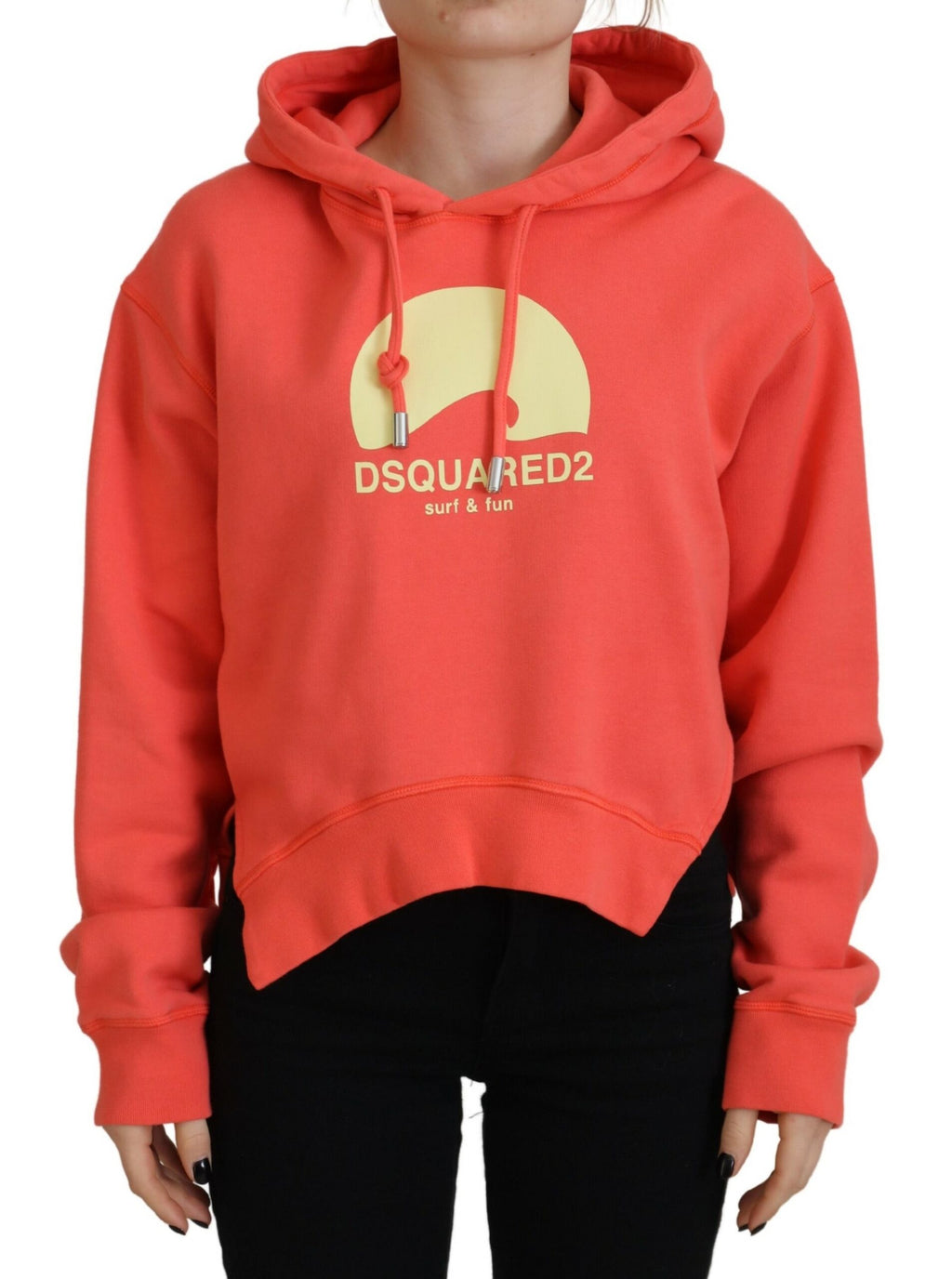 Sweat-shirt en coton rose avec logo imprimé de Dsquared², hoodie confortable et décontracté pour femme et homme.