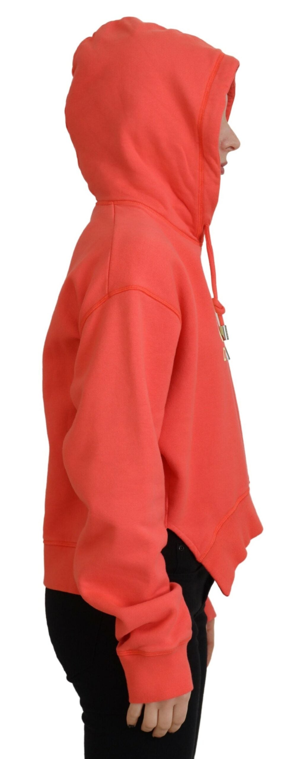 Sweat à capuche en coton rose avec logo imprimé de Dsquared², style décontracté, visible avec capuche et manches longues.