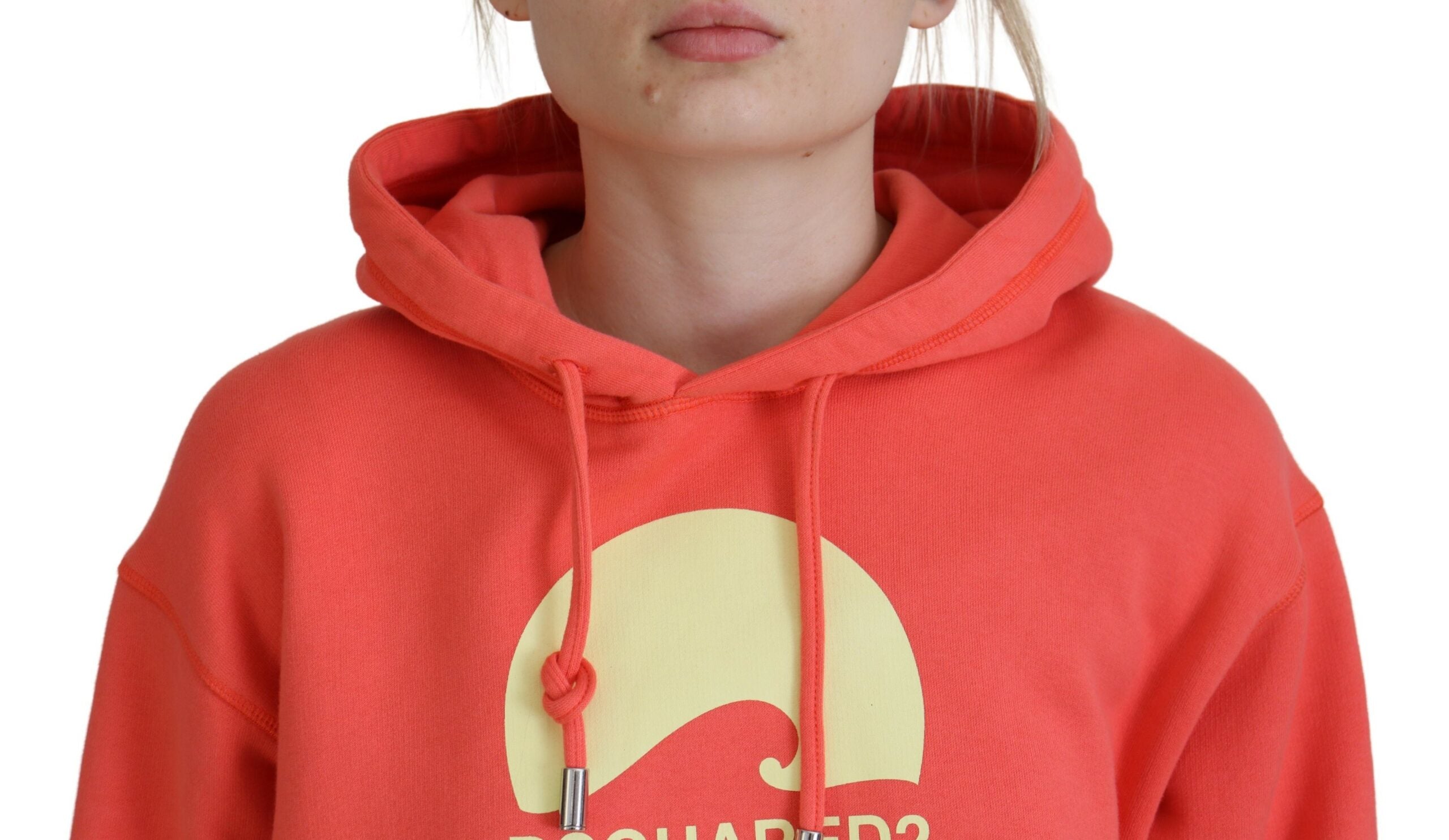 Sweat à capuche en coton rose avec logo imprimé de Dsquared², vêtement décontracté et confortable pour le style casual.