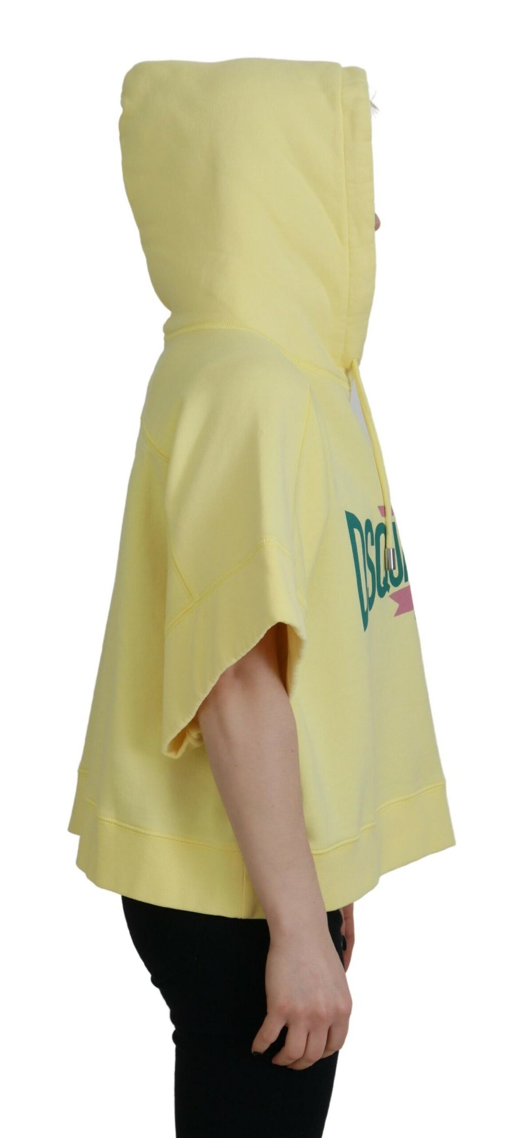 Sweat à capuche en coton jaune avec logo imprimé Dsquared², sweatshirt décontracté avec poche kangourou et manches longues.