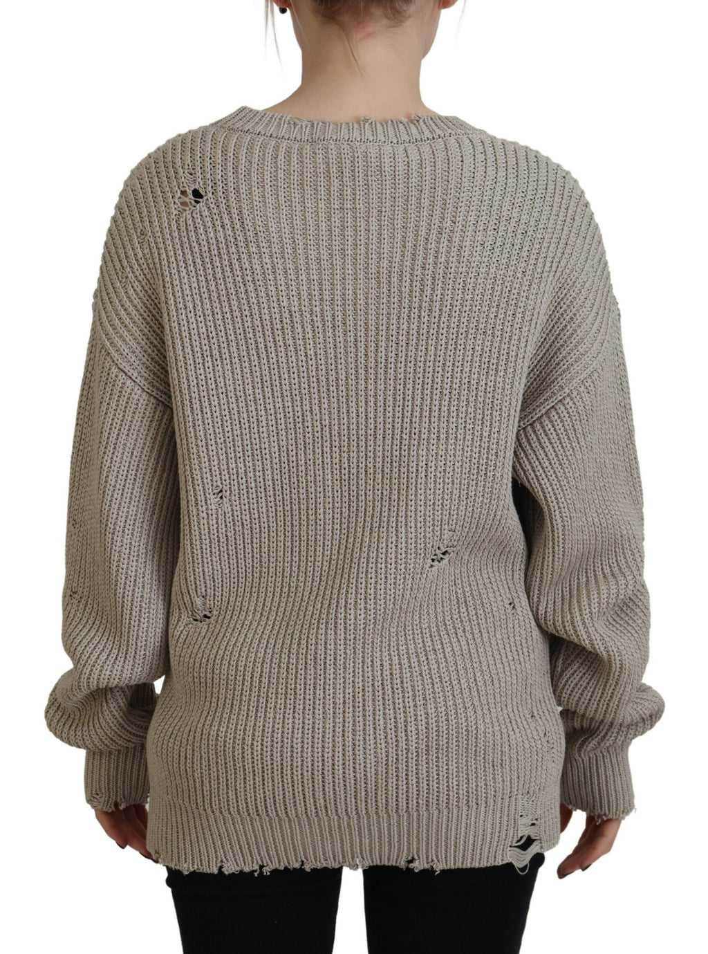 Pull en coton beige à col rond de Dsquared², pull-over tricoté confortable et élégant pour homme.