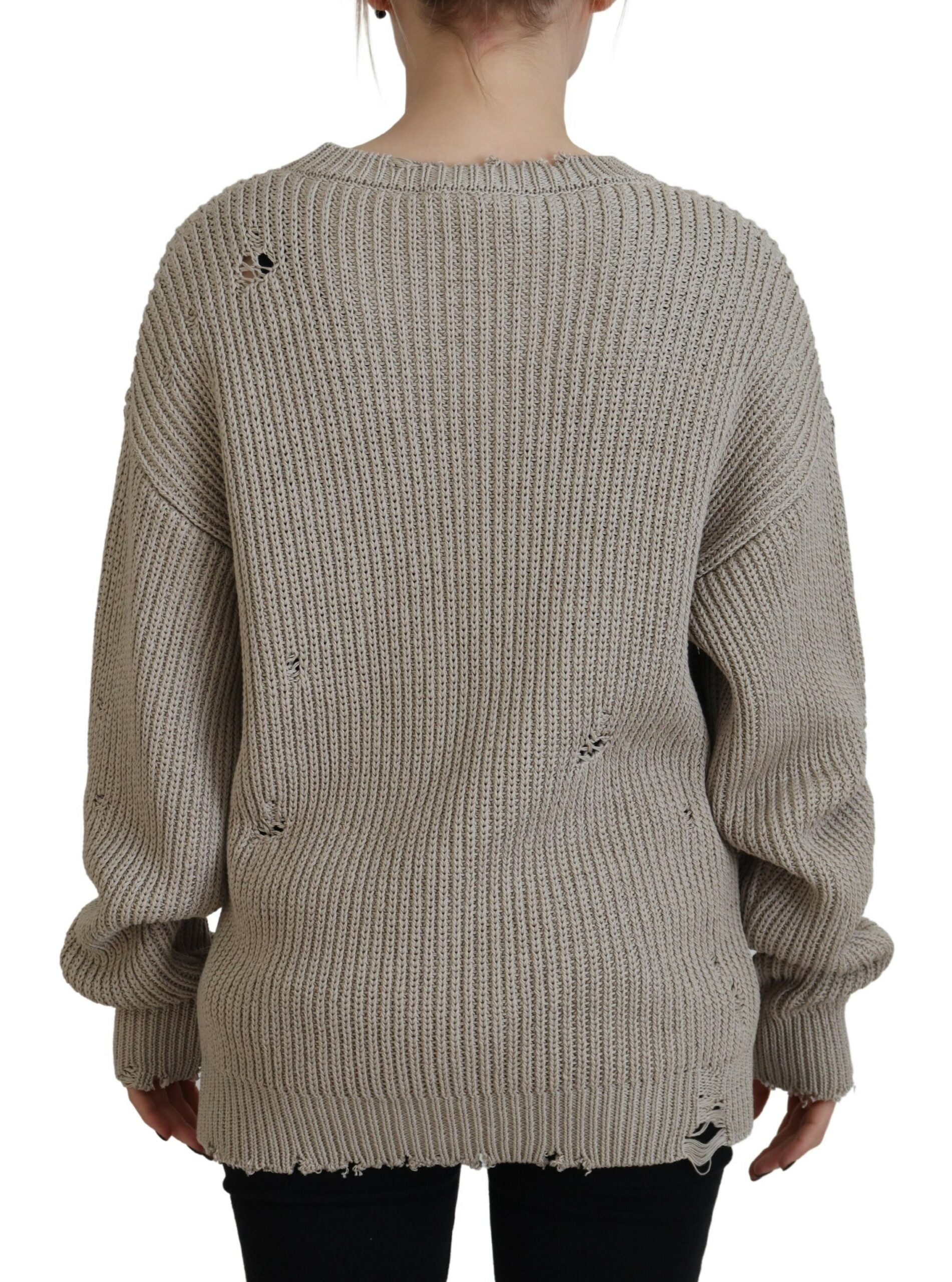 Pull en coton beige à col rond de Dsquared², pull-over tricoté confortable et élégant pour homme.