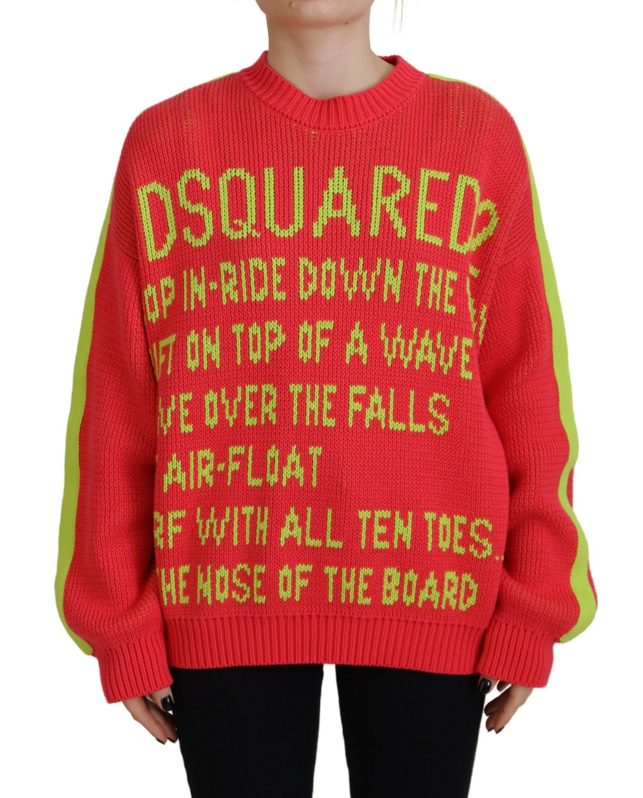 Pull en maille en coton multicolore de Dsquared², col rond, doux et confortable, pour un style décontracté et moderne.