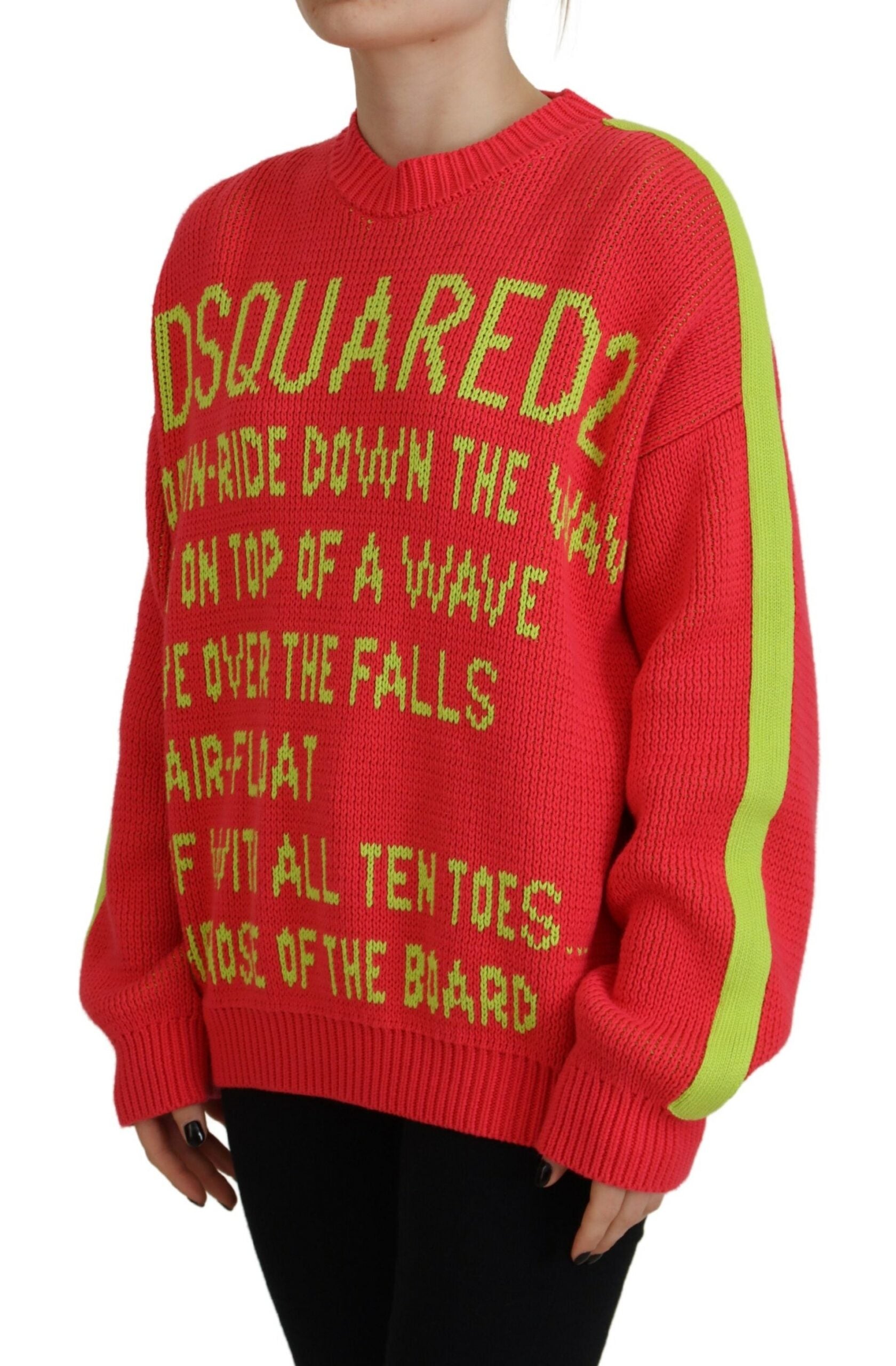 Pull-over en coton multicolore de Dsquared², pull à col rond tricoté, style casual et moderne, visible en image.