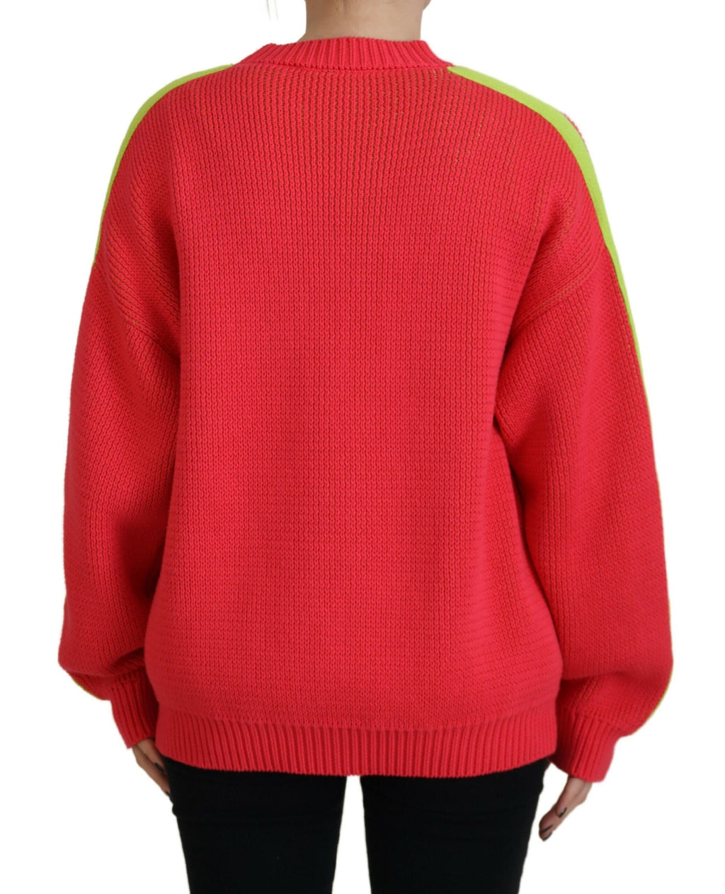 Pull à col ras du cou en coton multicolore de Dsquared², tricoté, avec un motif coloré et texture visible.