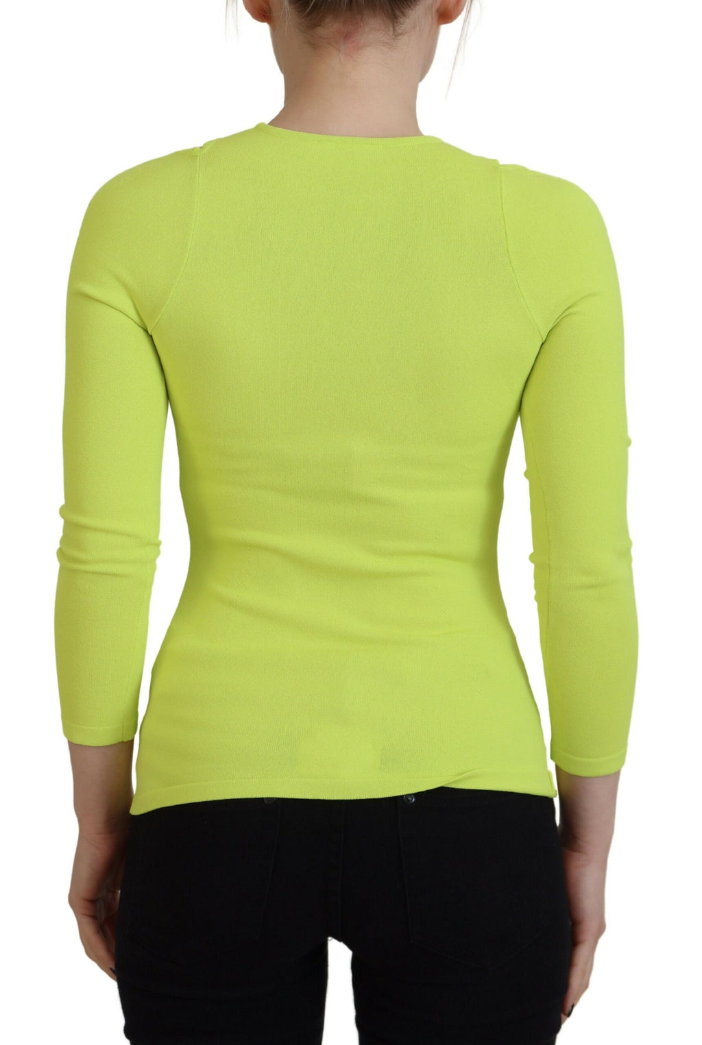 Top à manches longues à épaules ouvertes en viscose jaune vert de Dsquared², style élégant et tendance.