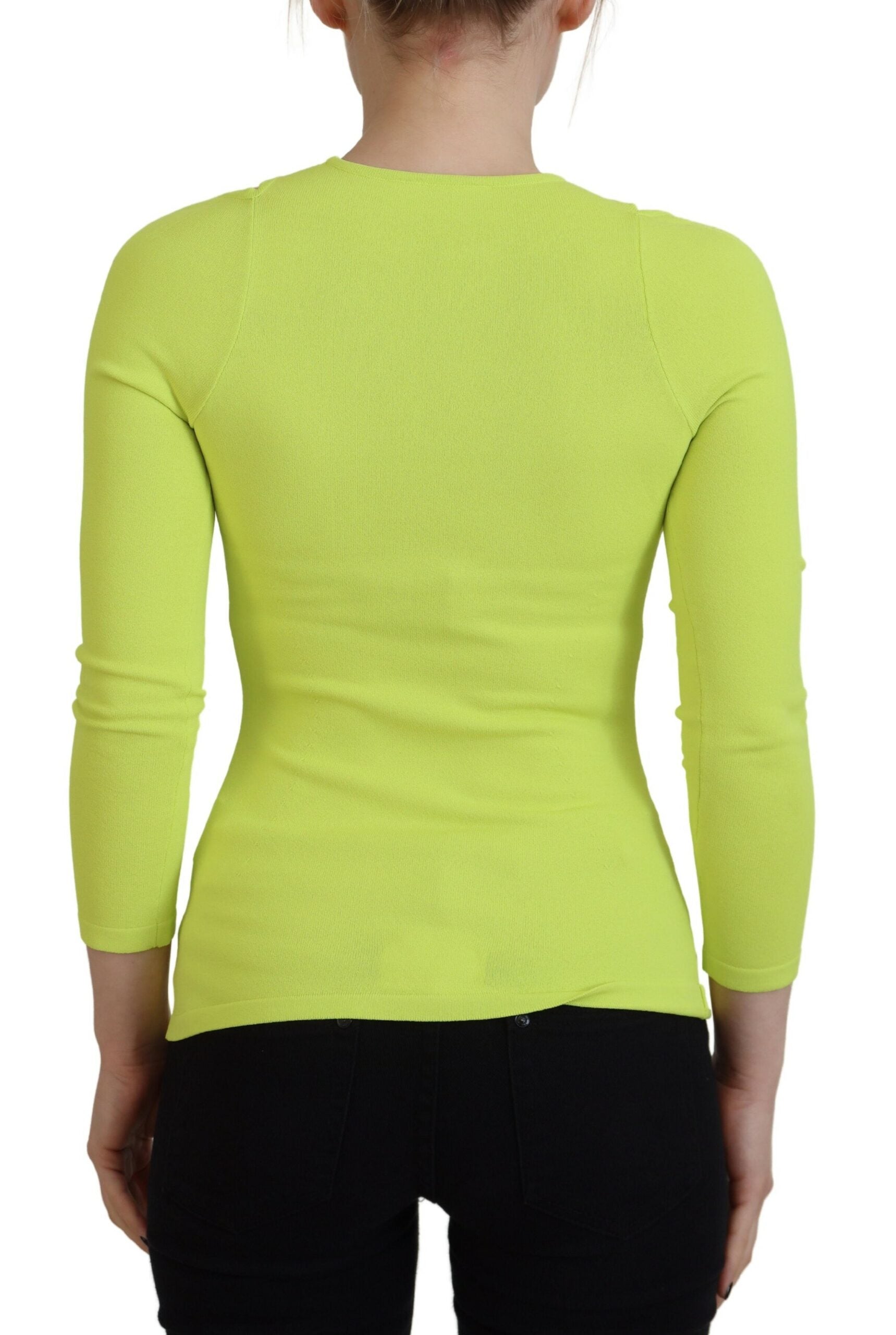 Top à manches longues à épaules ouvertes en viscose jaune vert de Dsquared², style élégant et tendance.