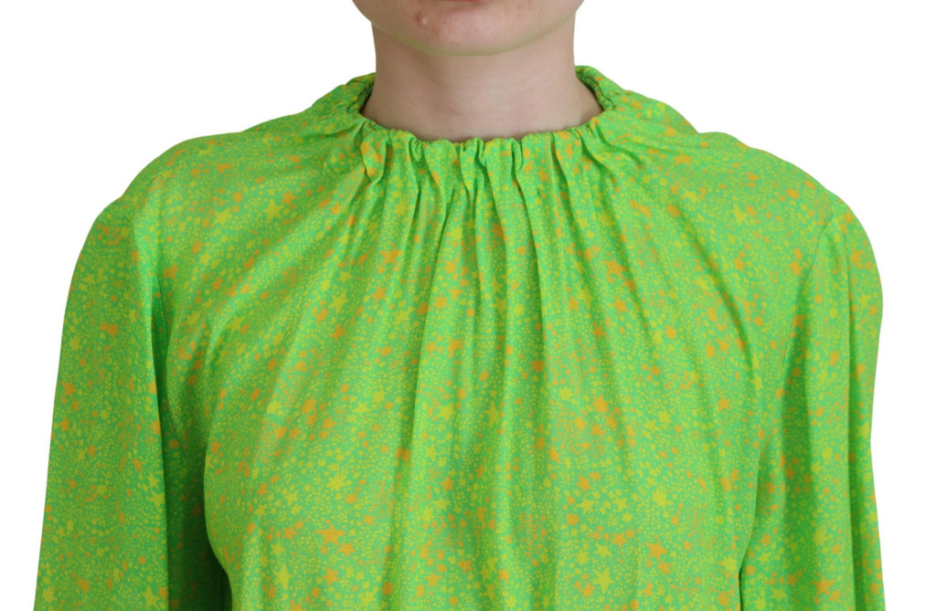 Blouse longue à manches longues en viscose avec motif étoiles vertes de Dsquared², tendance et élégante.