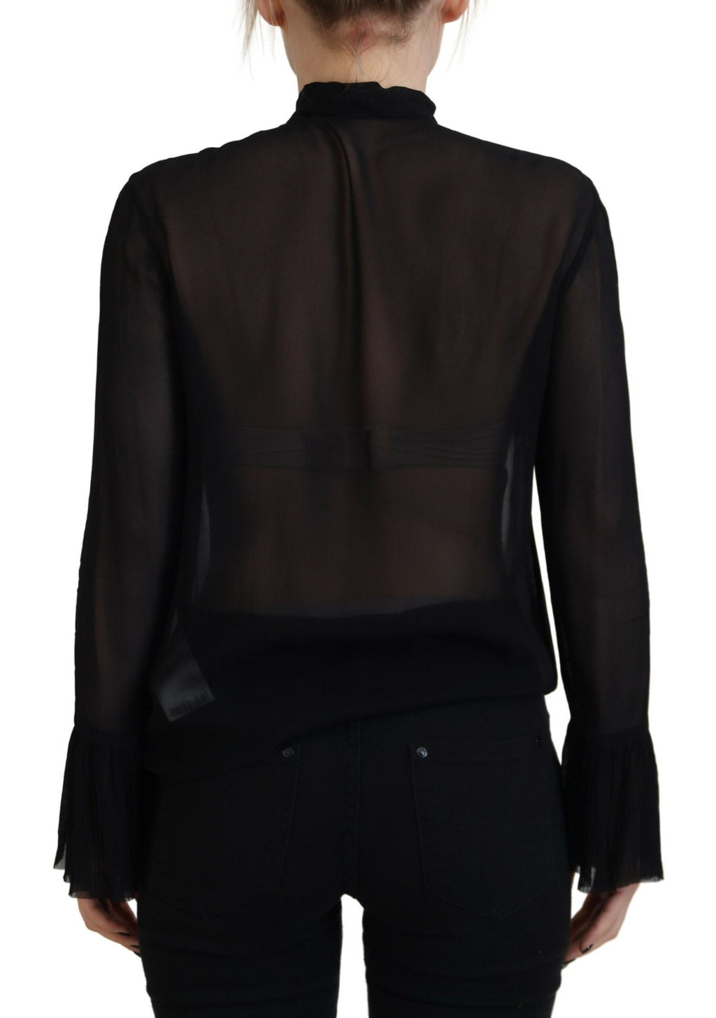 Chemisier transparent en viscose noire de Dsquared² avec manches longues, décontracté et élégant.