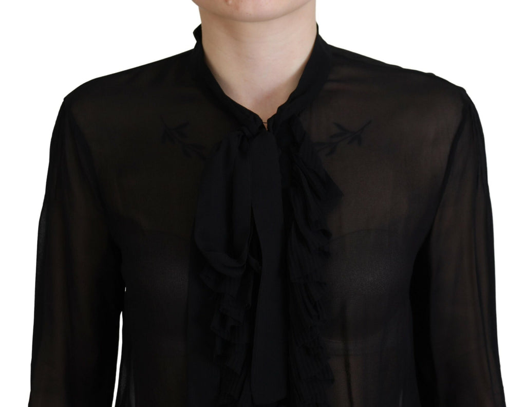 Chemisier transparent en viscose noire de Dsquared² avec manches longues et coupe élégante.