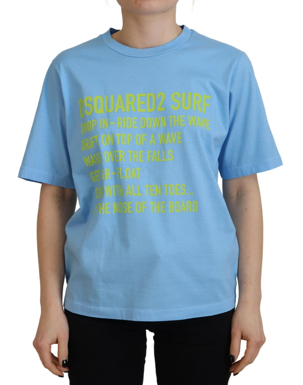 T-shirt en coton à manches courtes Dsquared² avec logo imprimé bleu, col rond, style décontracté.