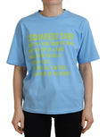 T-shirt en coton à manches courtes Dsquared², logo imprimé bleu, col rond, style décontracté et moderne.