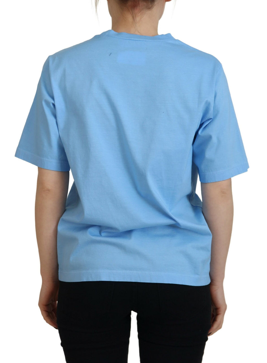 T-shirt en coton à manches courtes Dsquared² avec logo imprimé bleu, col rond, style décontracté.