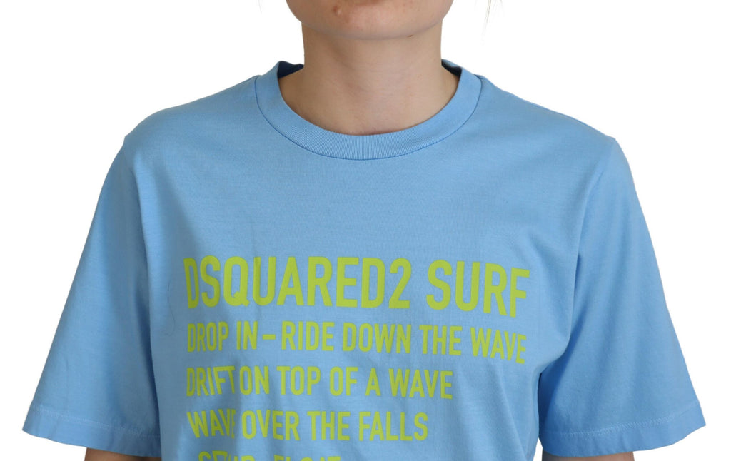 T-shirt en coton à manches courtes de Dsquared² avec logo bleu imprimé, col rond et style décontracté.