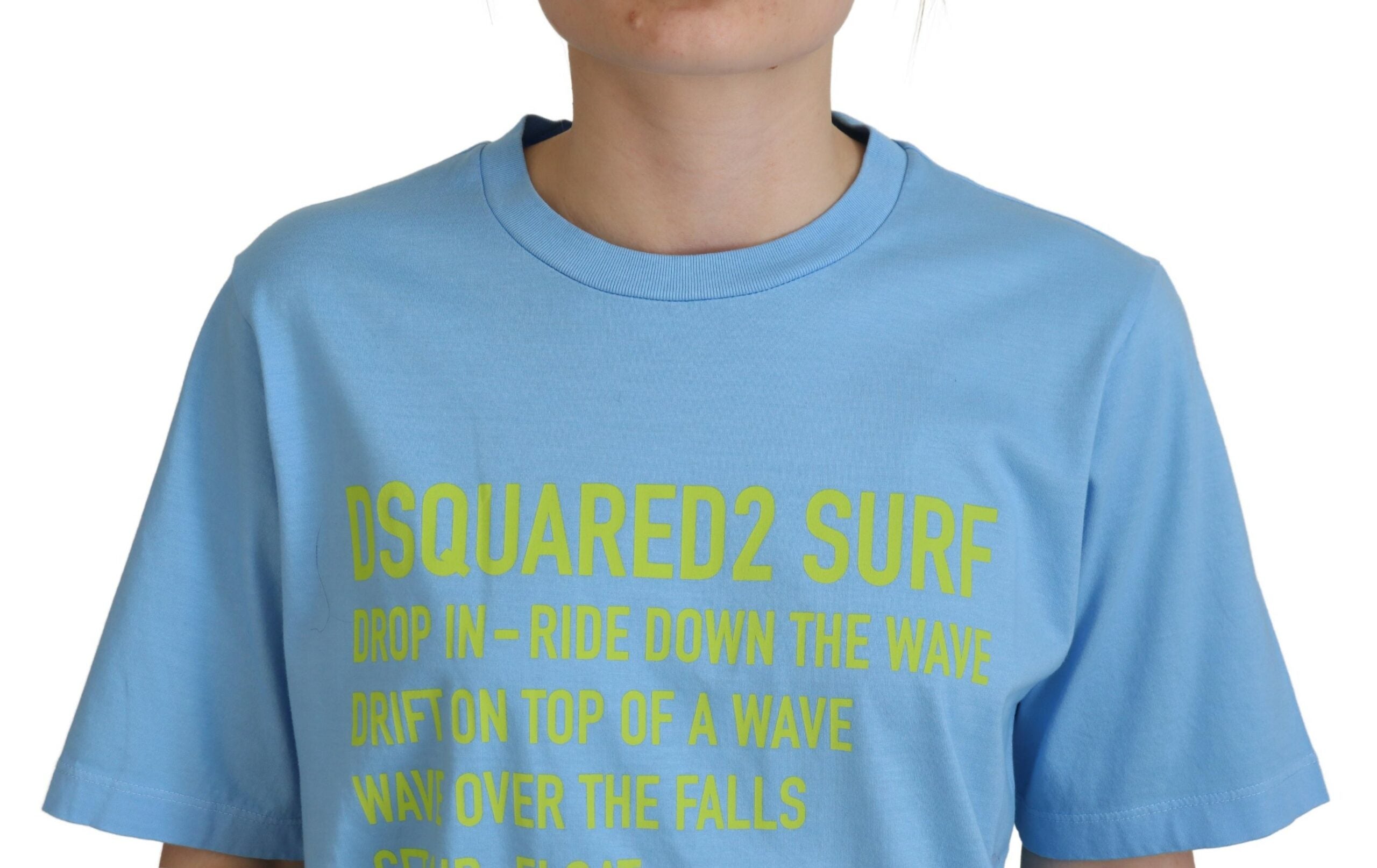 T-shirt en coton à manches courtes de Dsquared² avec logo bleu imprimé, col rond et style décontracté.