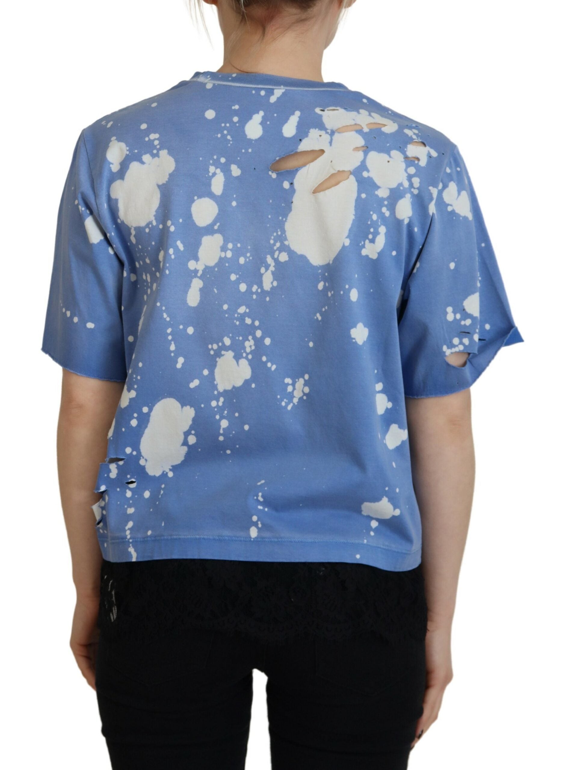 T-shirt en coton noir avec motif goth girl bleu, dentelle noire et logo Dsquared², style décontracté et tendance.