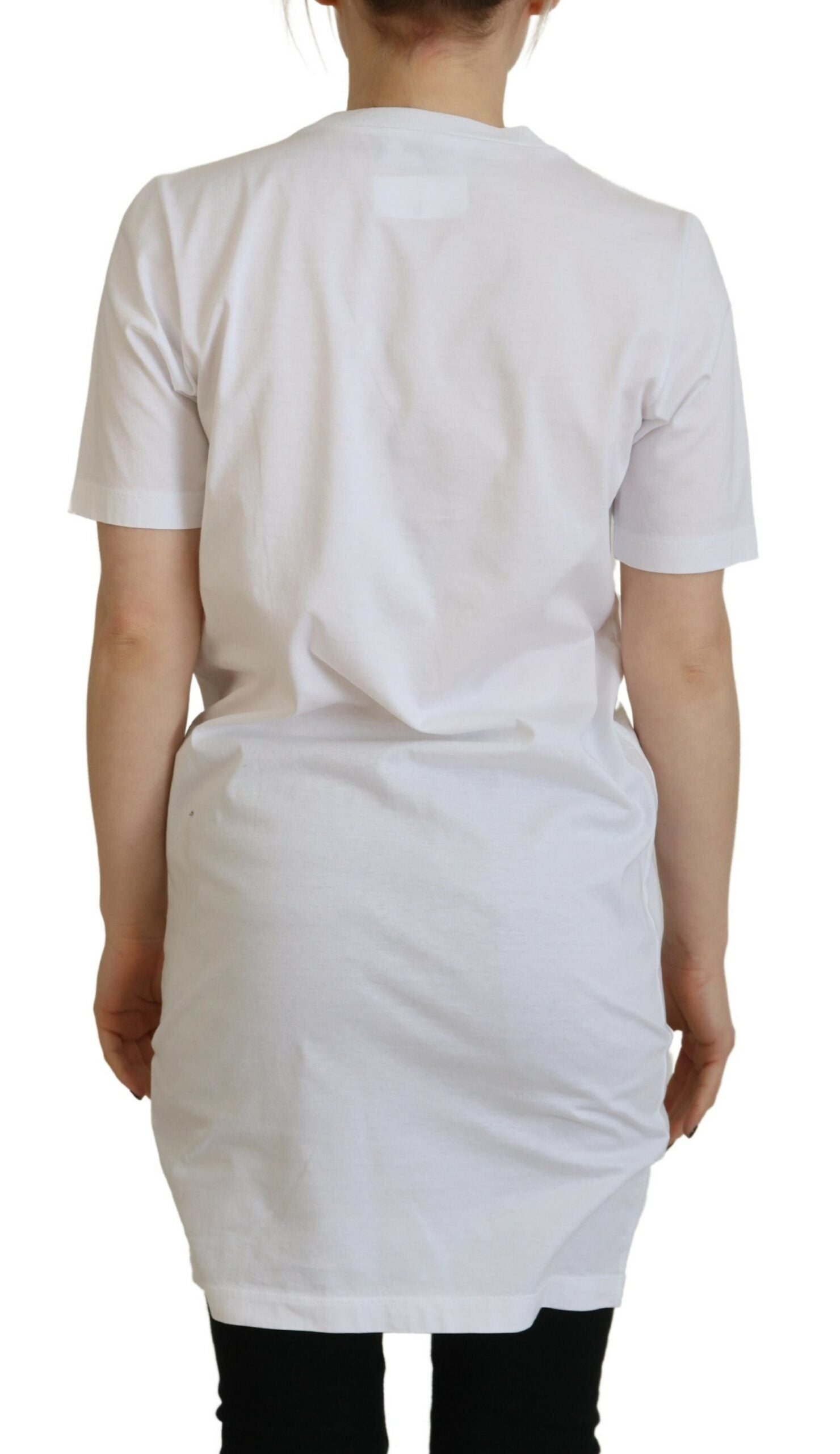 T-shirt blanc en coton Dsquared² avec logo iconographique imprimé, col rond et coupe décontractée.