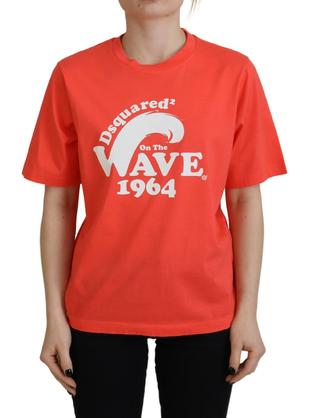 T-shirt à manches courtes en coton avec logo orange de Dsquared², coupe classique et design moderne visible sur l'image.