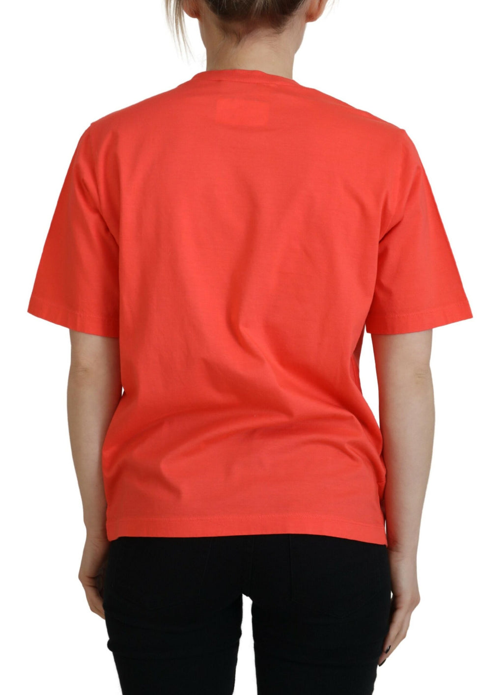 T-shirt à manches courtes en coton orange avec logo Dsquared², col rond, design décontracté pour homme.