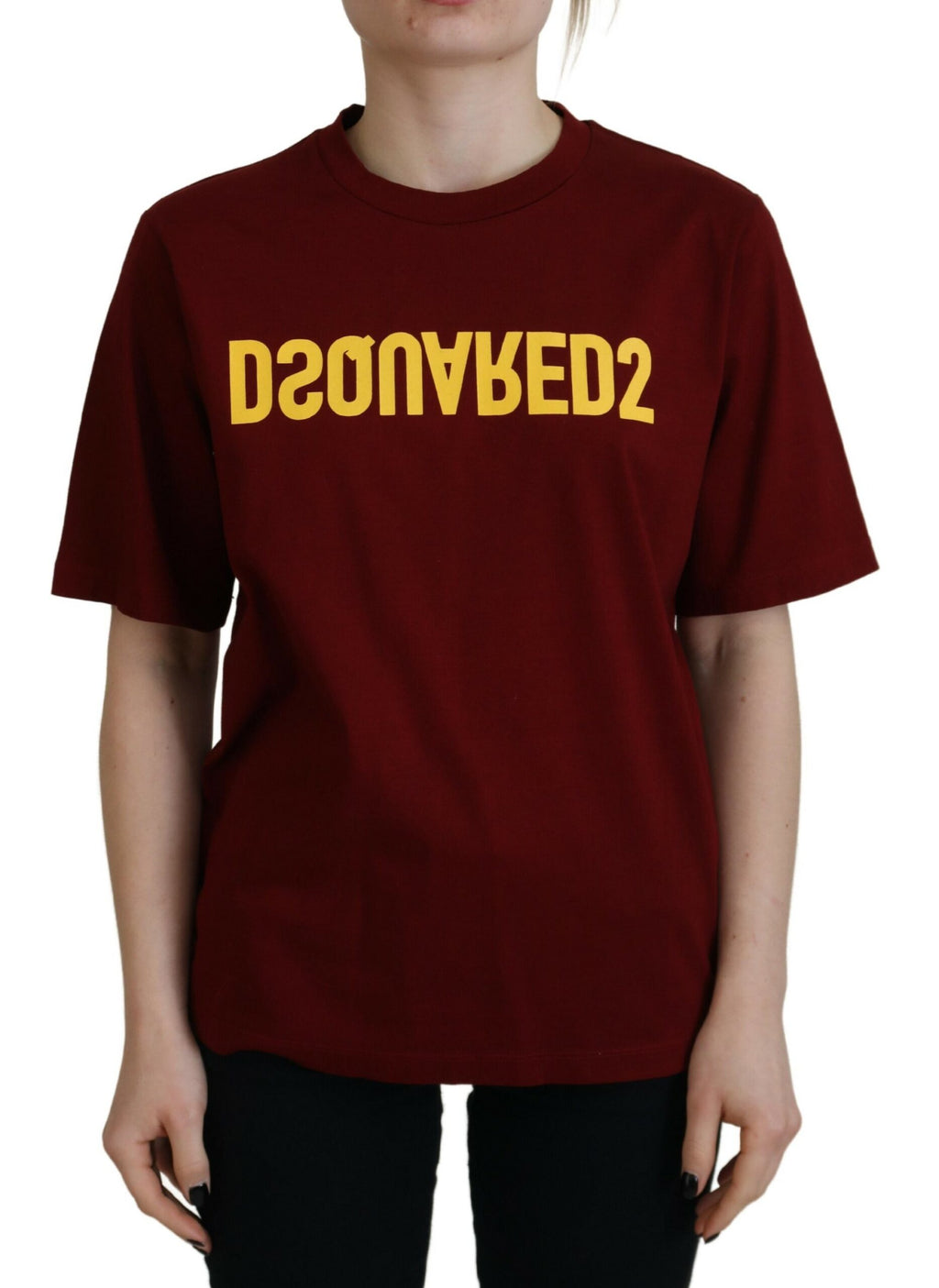 T-shirt homme Dsquared² en coton marron avec logo, coupe courte et manches courtes, style décontracté et moderne.