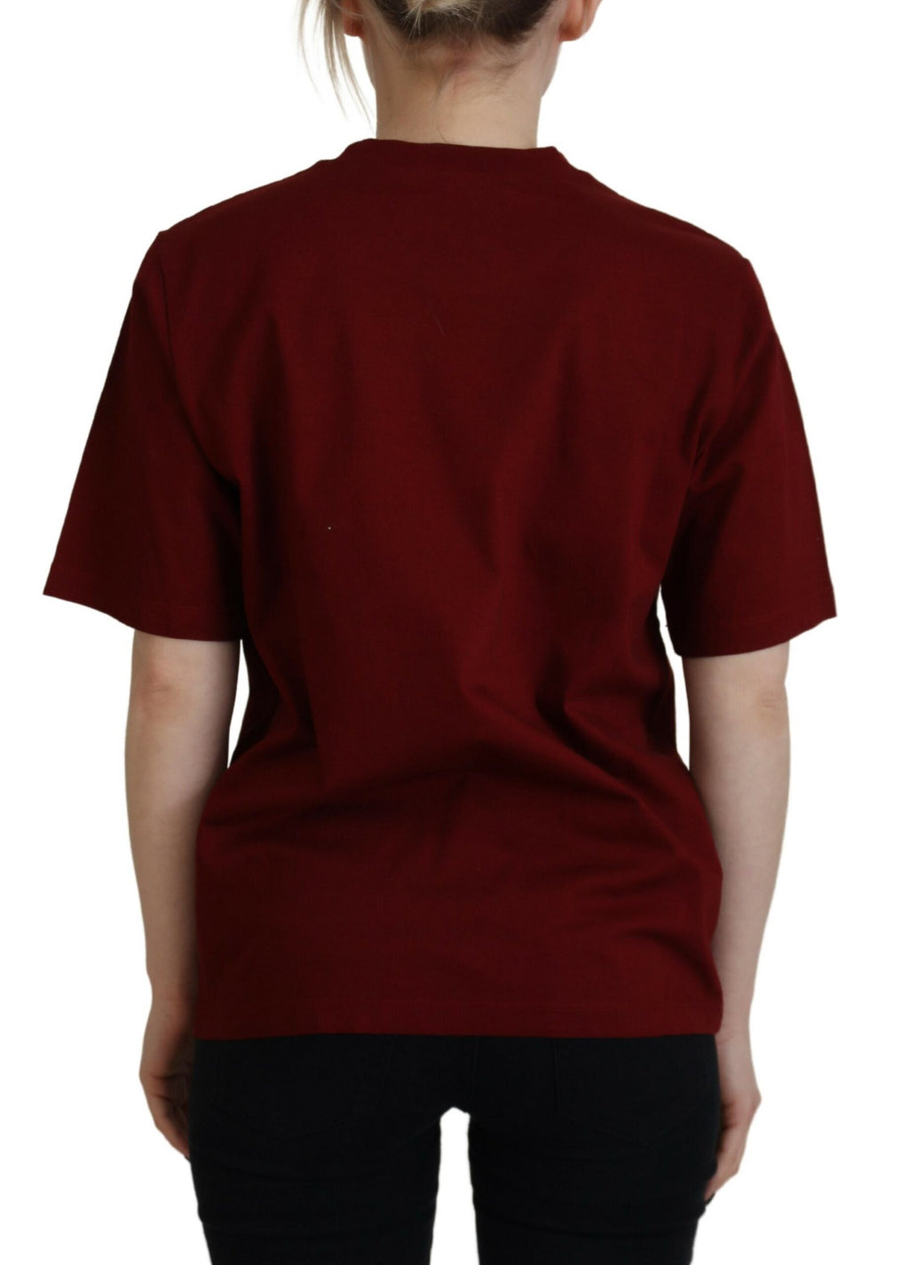 T-shirt en coton rouge bordeau Dsquared² avec logo, manches courtes et col rond, vue de face.