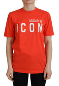 T-shirt pour homme Dsquared² Icon East en coton orange brillant, col rond et logo visible sur la poitrine.