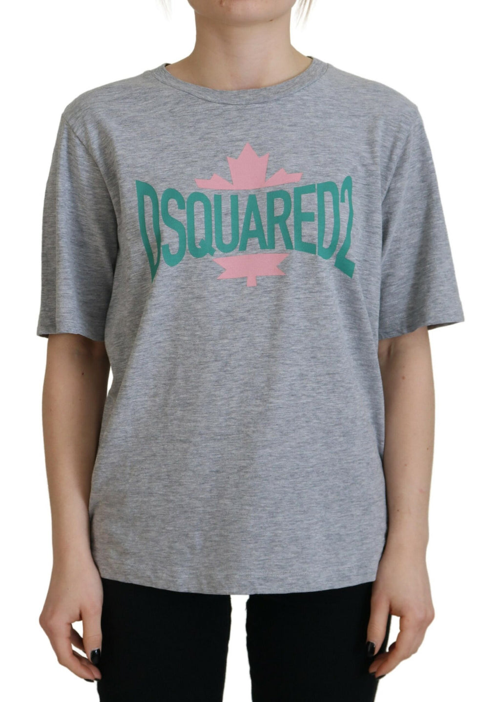 T-shirt gris à logo Dsquared² en coton à manches courtes, col rond, style décontracté et moderne.