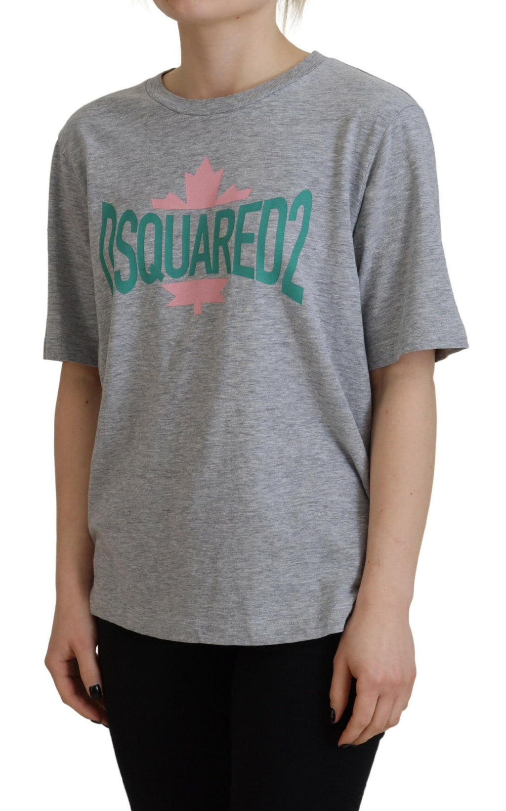 T-shirt gris à logo Dsquared², coton, à manches courtes, col rond, style décontracté et moderne.