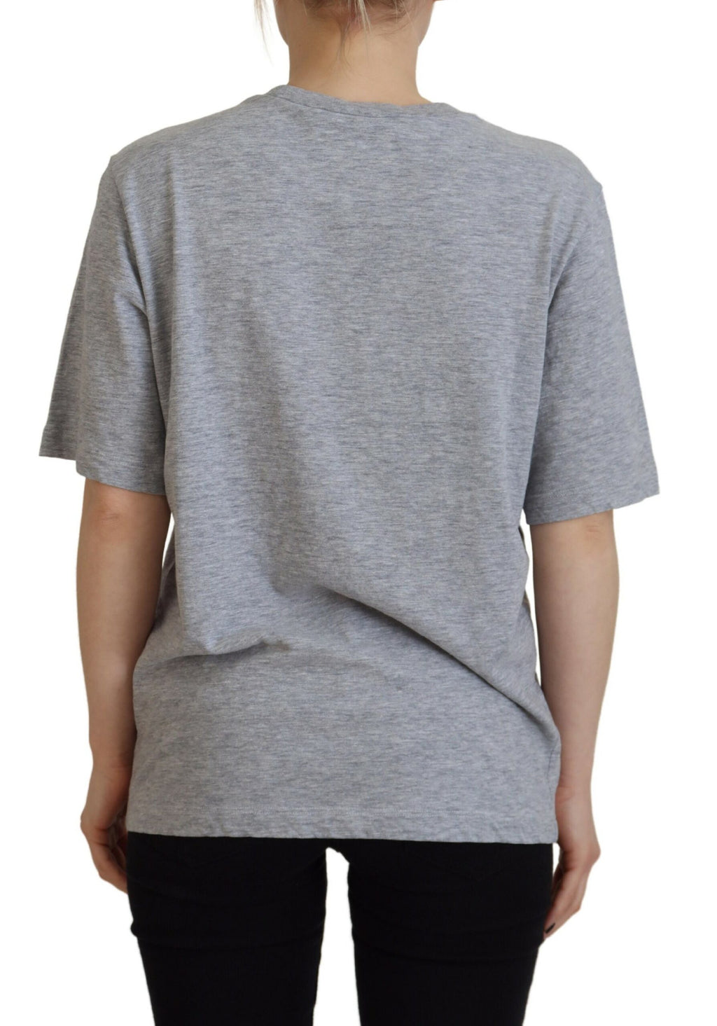 T-shirt gris en coton avec logo Dsquared², col rond, manches courtes, vue de face.