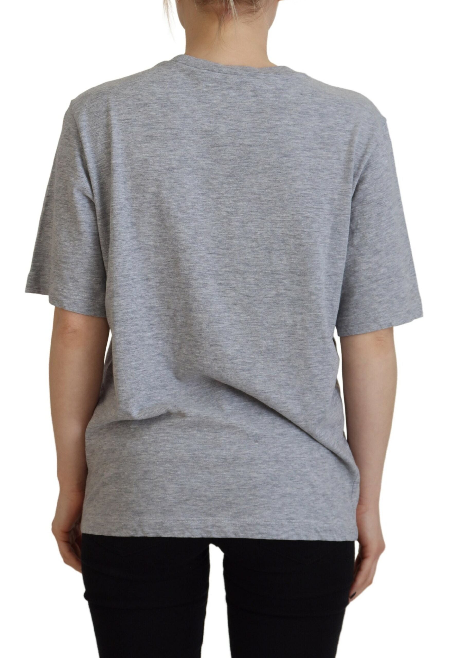 T-shirt gris en coton avec logo Dsquared², col rond, manches courtes, vue de face.