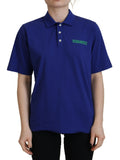 Polo à manches courtes Dsquared² bleu avec col et écritures, style décontracté et moderne.
